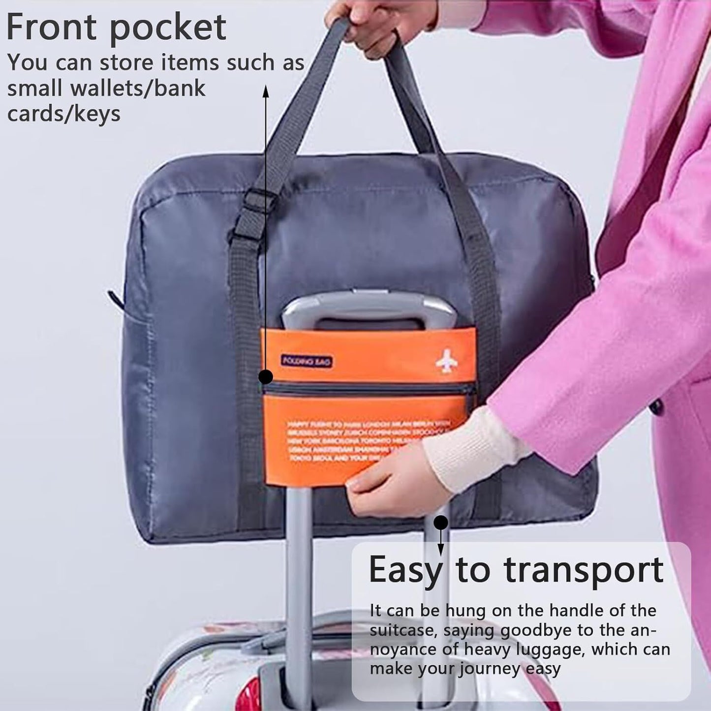 Compact Foldable Travel Duffel Bag - Lightweight Carry-On for Weekend Trips, Overnight & Gym Use (Orange) | V1107-CS-LXSND1