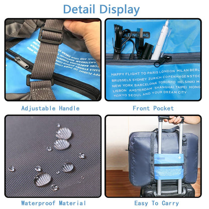 Compact Foldable Travel Duffel Bag - Lightweight Carry-On for Weekend Trips, Overnight & Gym Use (Blue) | V1107-CS-LXSND2