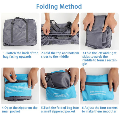 Compact Foldable Travel Duffel Bag - Lightweight Carry-On for Weekend Trips, Overnight & Gym Use (Blue) | V1107-CS-LXSND2