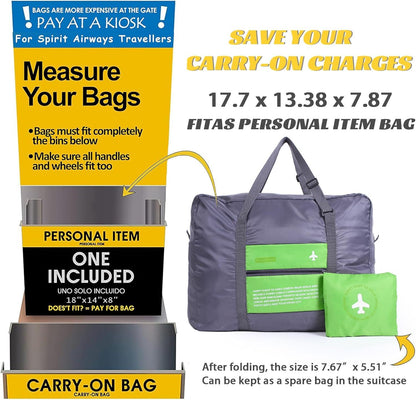 Compact Foldable Travel Duffel Bag - Lightweight Carry-On for Weekend Trips, Overnight & Gym Use (Green) | V1107-CS-LXSND3