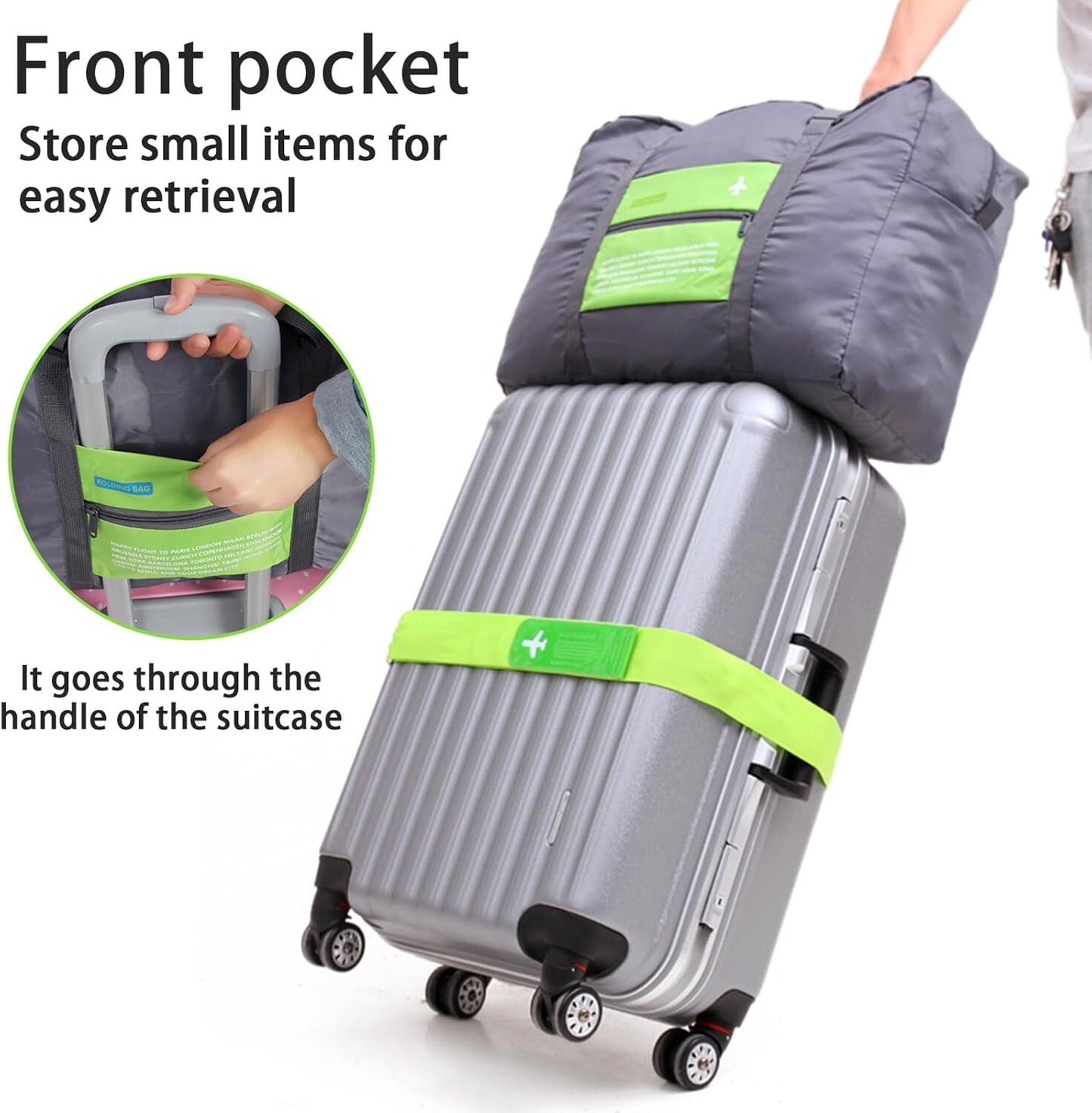 Compact Foldable Travel Duffel Bag - Lightweight Carry-On for Weekend Trips, Overnight & Gym Use (Green) | V1107-CS-LXSND3