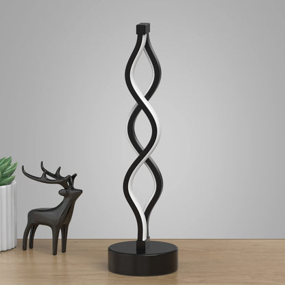 Twisted Spiral LED Table Lamp - Modern Touch-Control Desk Light for Bedroom, Living Room & Cafe Decor (Black) V1107-CS-LXTD