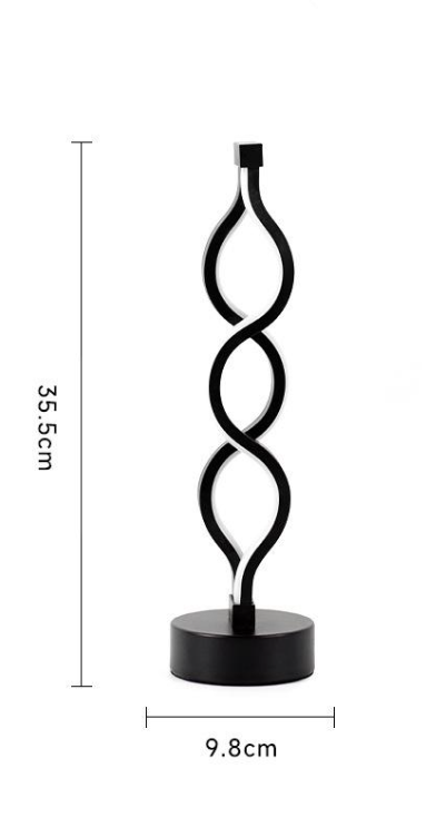Twisted Spiral LED Table Lamp - Modern Touch-Control Desk Light for Bedroom, Living Room & Cafe Decor (Black) V1107-CS-LXTD
