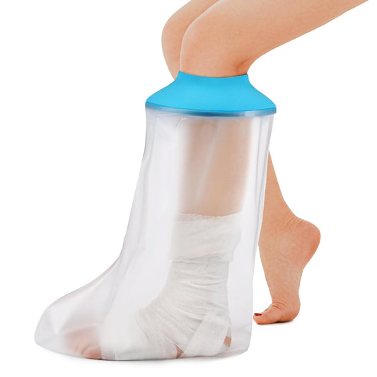 Lower Leg Waterproof Cast Cover for Adults - Reusable Shower Protector for Calf, Ankle & Foot During Bathing V1107-CS-LYXTT