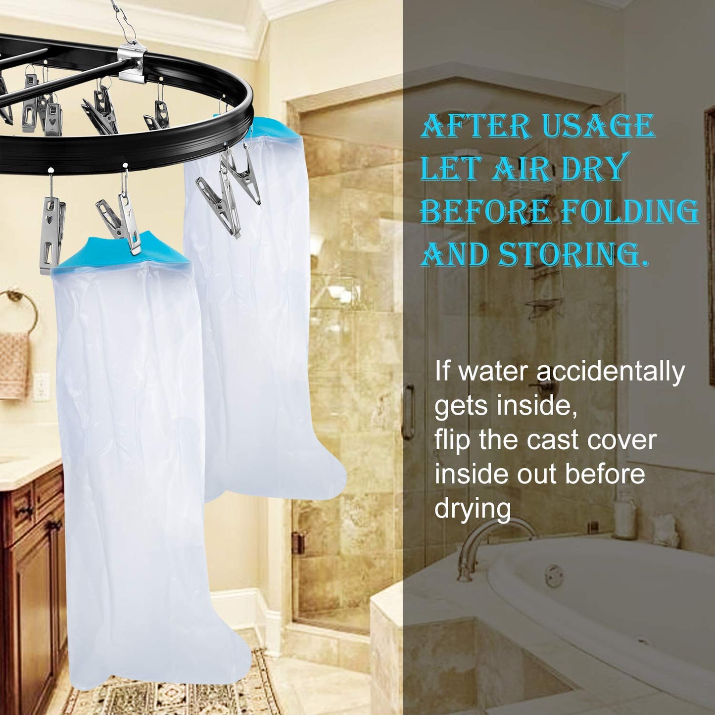 Lower Leg Waterproof Shower Sleeve for Kids - Reusable Cast Protector for Calf, Ankle & Foot During Bathing V1107-CS-LYXTTET