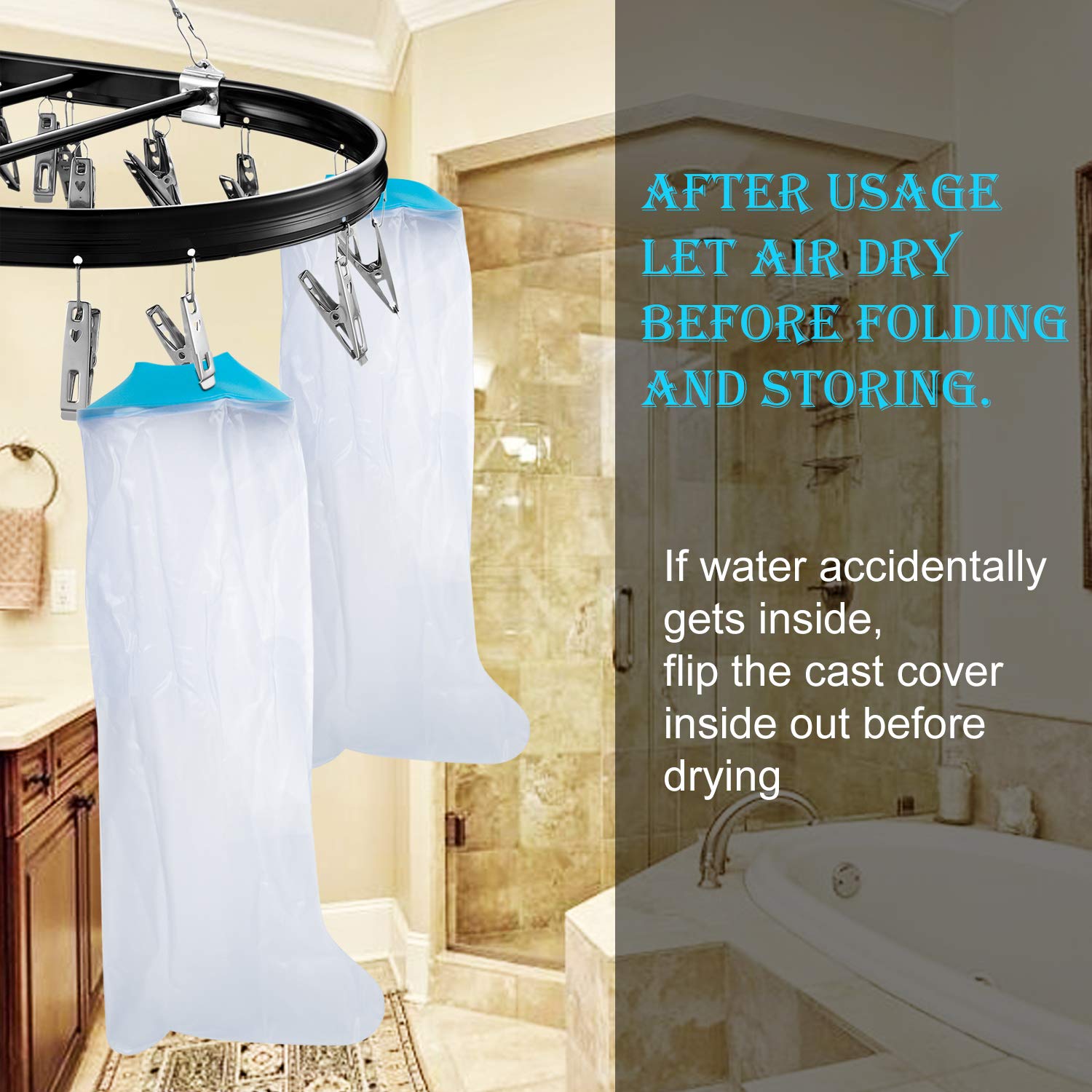 Lower Leg Waterproof Shower Sleeve for Kids - Reusable Cast Protector for Calf, Ankle & Foot During Bathing V1107-CS-LYXTTET
