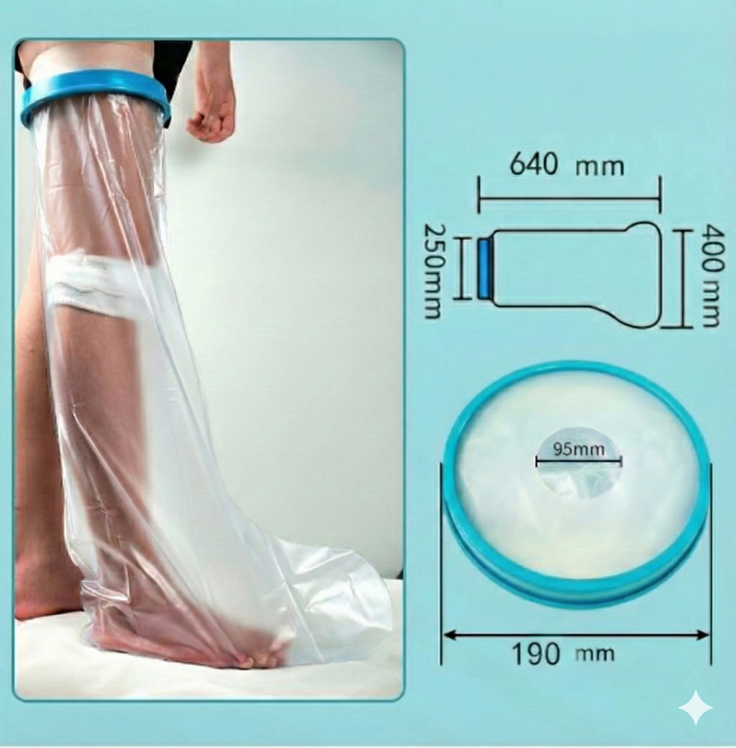 Lower Leg Waterproof Shower Sleeve for Kids - Reusable Cast Protector for Calf, Ankle & Foot During Bathing V1107-CS-LYXTTET