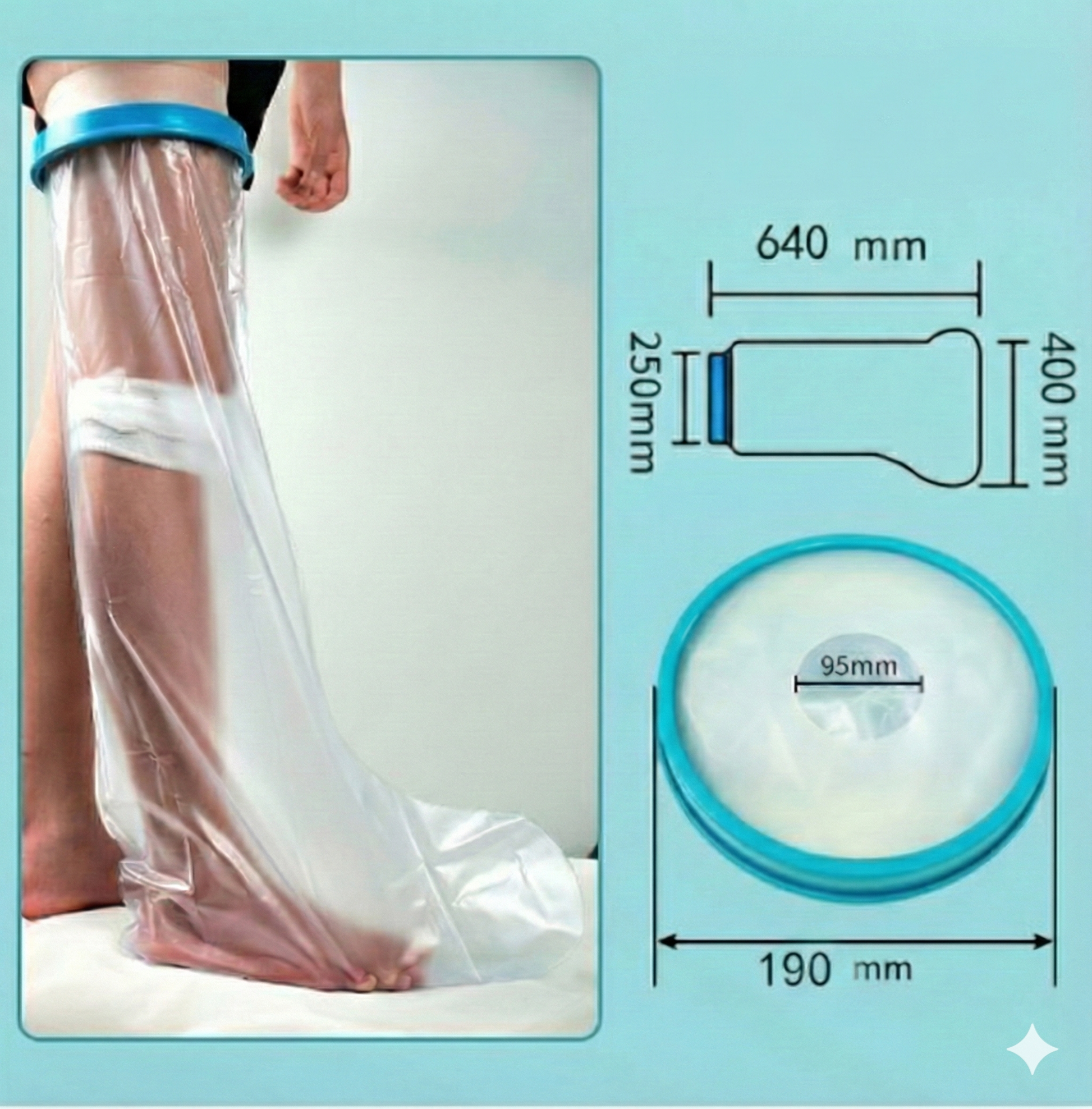 Lower Leg Waterproof Shower Sleeve for Kids - Reusable Cast Protector for Calf, Ankle & Foot During Bathing V1107-CS-LYXTTET