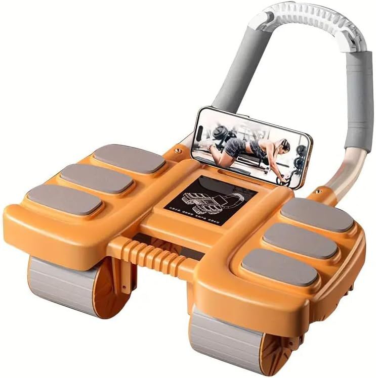 Automatic Rebound Ab Roller with Six-Point Elbow Support & Phone Holder for Home Gym Core Workout (Orange) V1107-CS-LZCJFLC