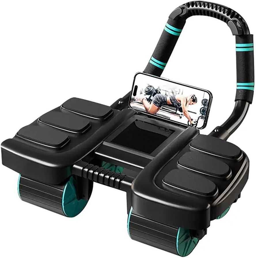 Automatic Rebound Ab Roller with Six-Point Elbow Support & Phone Holder for Home Gym Core Workout (Black) V1107-CS-LZCJFLH