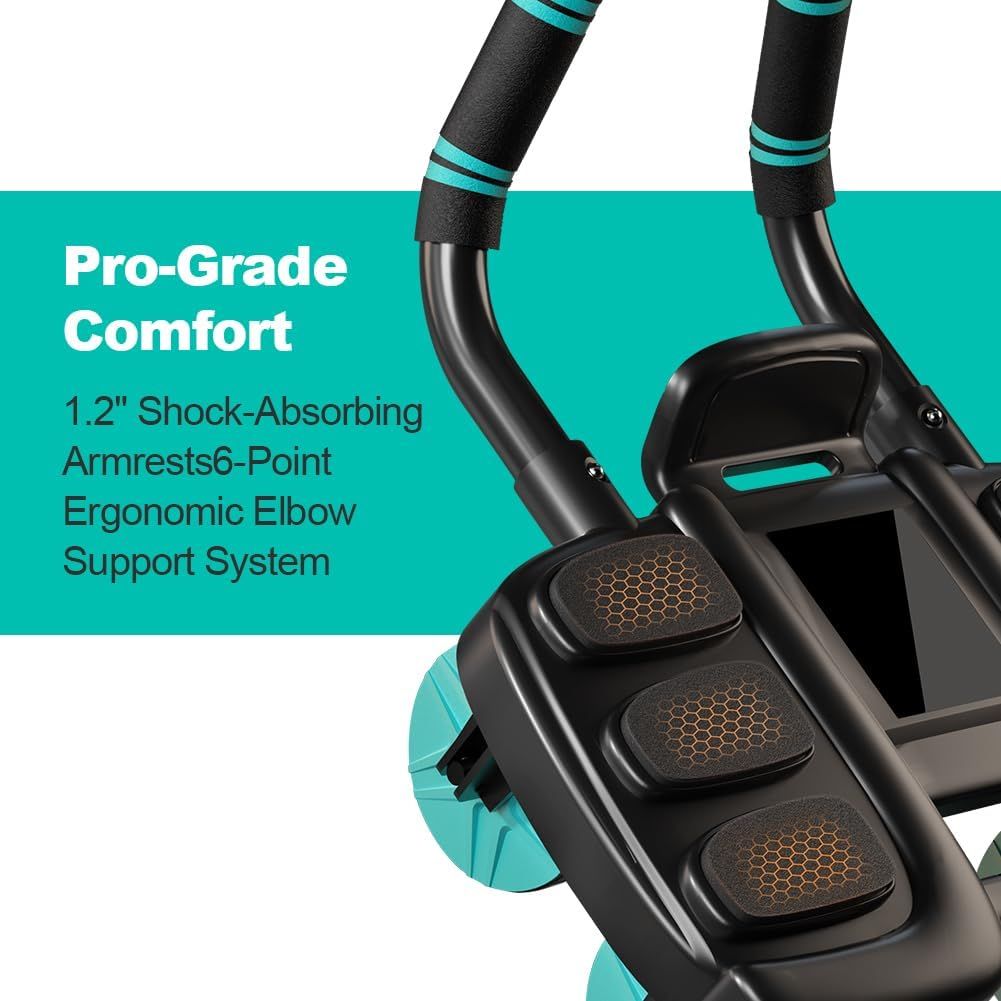 Automatic Rebound Ab Roller with Six-Point Elbow Support & Phone Holder for Home Gym Core Workout (Black) V1107-CS-LZCJFLH