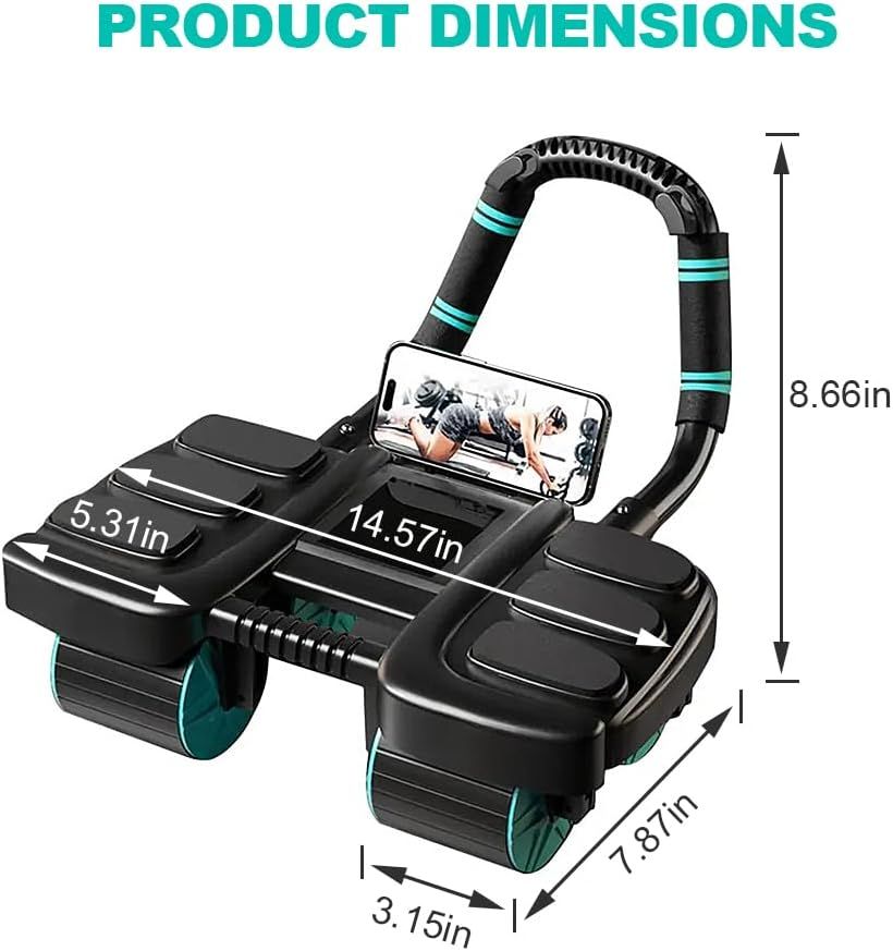 Automatic Rebound Ab Roller with Six-Point Elbow Support & Phone Holder for Home Gym Core Workout (Blue) V1107-CS-LZCJFLL