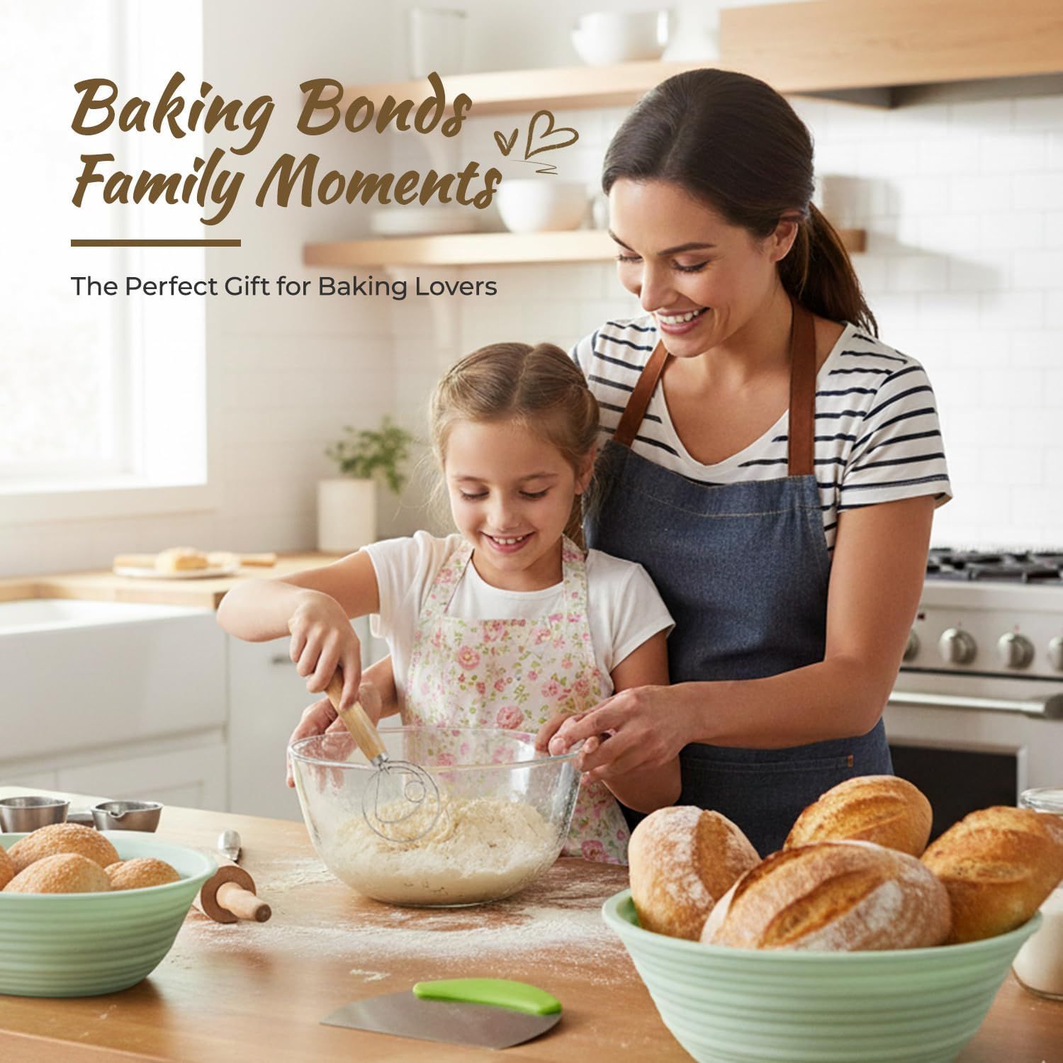 Foldable Silicone Bread Proofing Basket Set - Complete Sourdough Baking Kit with Dough Whisk, Lame, Scraper & V1107-CS-MBFJLTZ