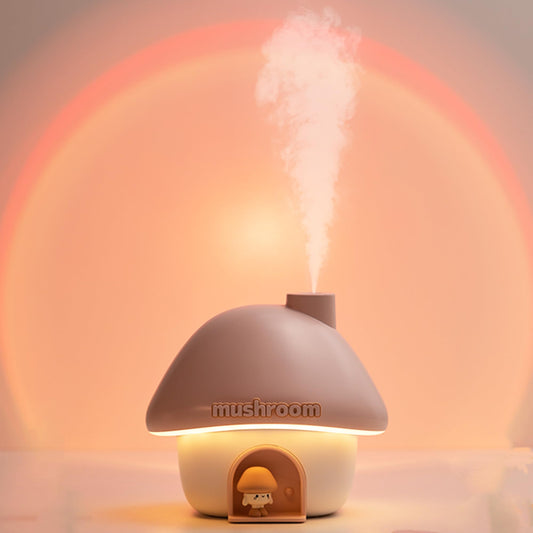 Portable Mushroom Humidifier with 7 Color Sunset Light, USB Rechargeable Mini Air Moisturizer for Desk, V1107-CS-MGWJSQF