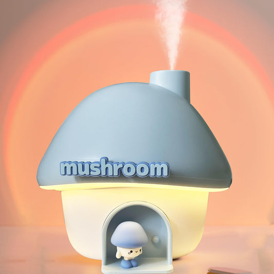 Portable Mushroom Humidifier with 7 Color Sunset Light, USB Rechargeable Mini Air Moisturizer for Desk, V1107-CS-MGWJSQL