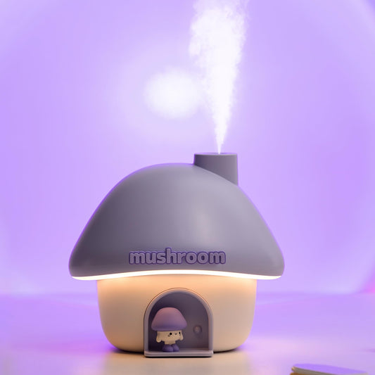 Portable Mushroom Humidifier with 7 Color Sunset Light, USB Rechargeable Mini Air Moisturizer for Desk, V1107-CS-MGWJSQZ