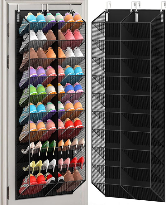 Over the Door Shoe Organizer with 20 Mesh Pockets, Heavy Duty Hanging Shoe Rack for 30 Pairs, Space Saving V1107-CS-MHSNGD