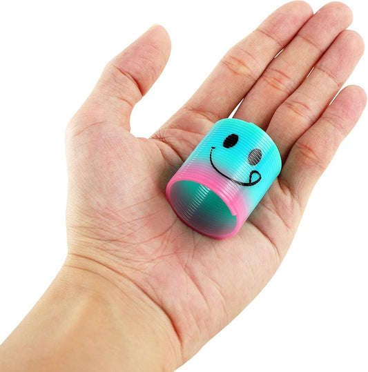 30-Pack Mini Rainbow Magic Spring Toys, Smiley Face Fidget Stress Relief Coils for Kids Party Favors, V1107-CS-MLCHQ
