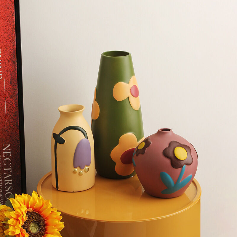 Morandi Painted Ceramic Vase Set (3-Piece) - Modern Home Decor for Flowers | Other Luxury Styles Available in V1107-CS-MLDHPSJT
