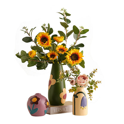 Morandi Painted Ceramic Vase Set (3-Piece) - Modern Home Decor for Flowers | Other Luxury Styles Available in V1107-CS-MLDHPSJT