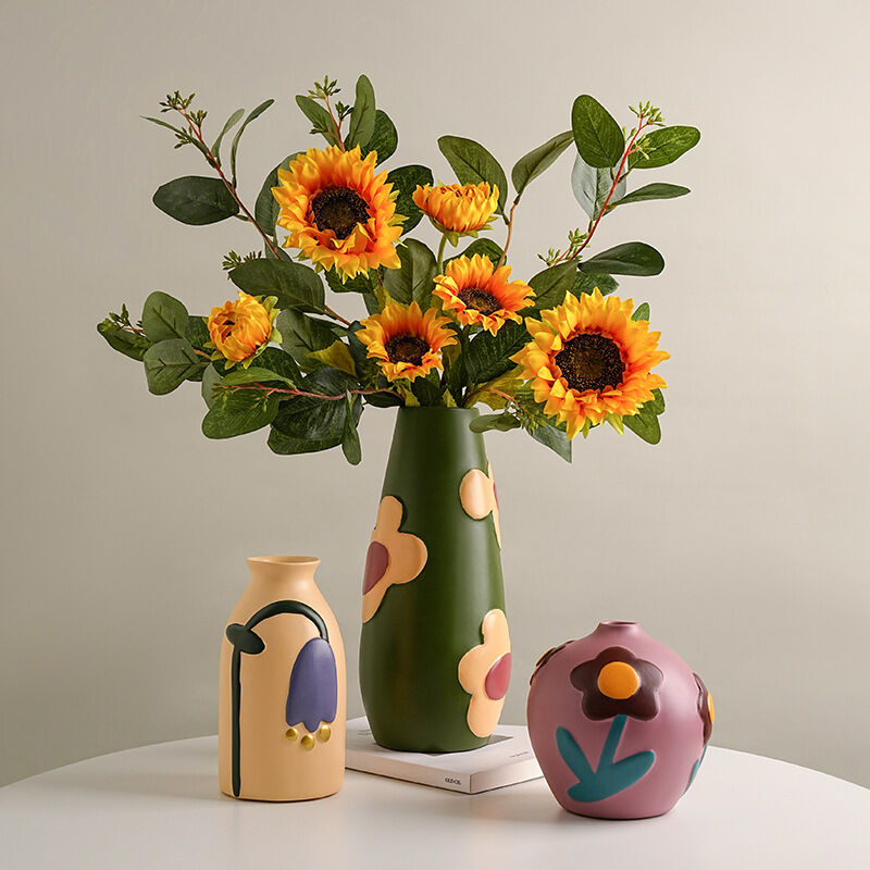 Morandi Painted Ceramic Vase Set (3-Piece) - Modern Home Decor for Flowers | Other Luxury Styles Available in V1107-CS-MLDHPSJT