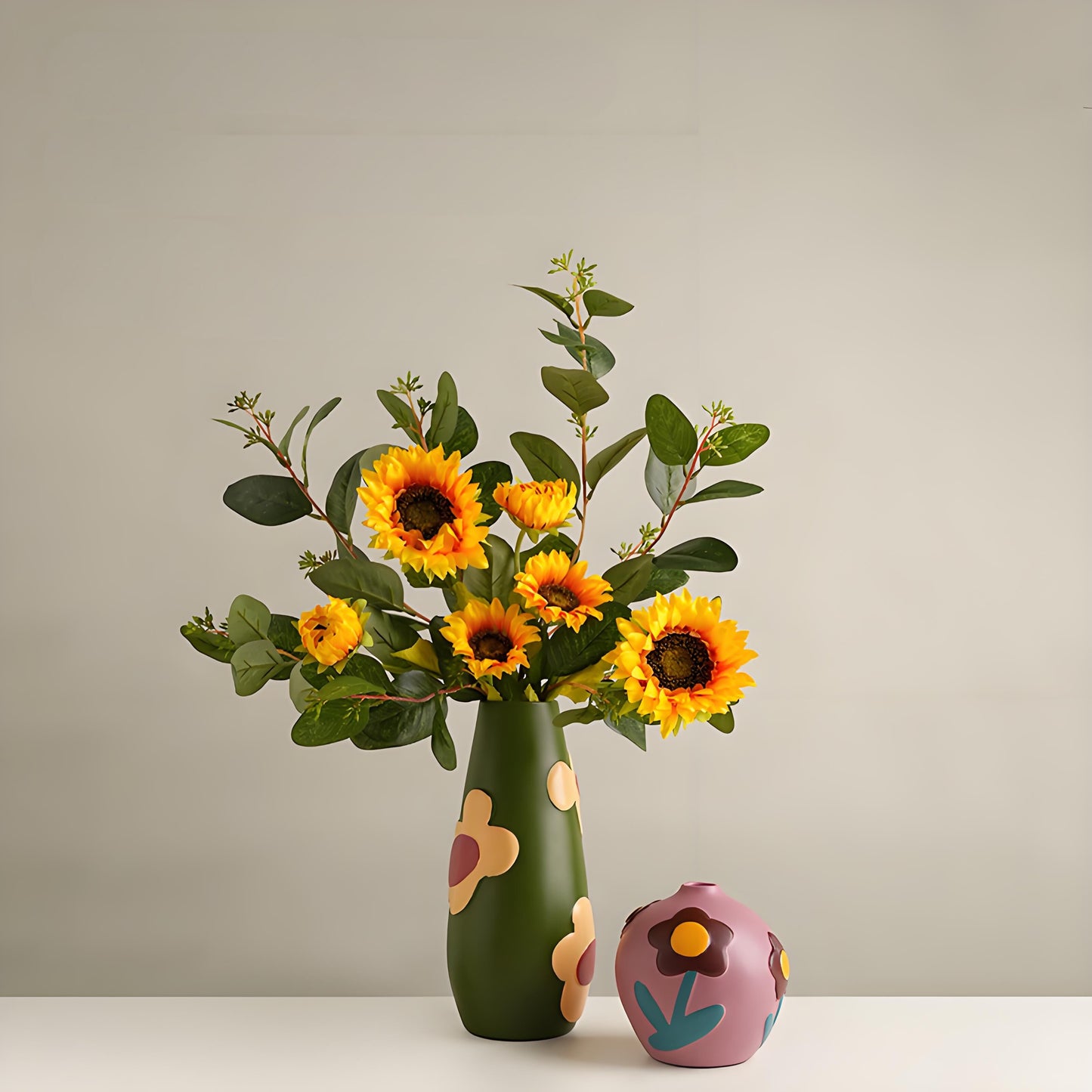 Morandi Painted Ceramic Vase Set (3-Piece) - Modern Home Decor for Flowers | Other Luxury Styles Available in V1107-CS-MLDHPSJT
