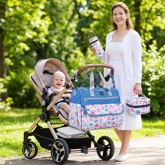 Newborn Diaper Bag Set with Changing Pad - 4-Piece Baby Organizer, Large Capacity Mom Backpack, Insulated V1107-CS-MMBSJTL