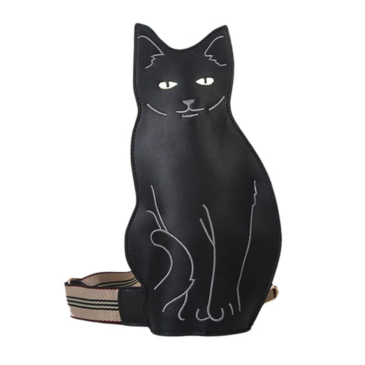 Cute 3D Cat Shape Crossbody Bag - Unisex PU Leather Shoulder Sling Backpack for Women & Men, Fashionable Mini V1107-CS-MMNSXBHH
