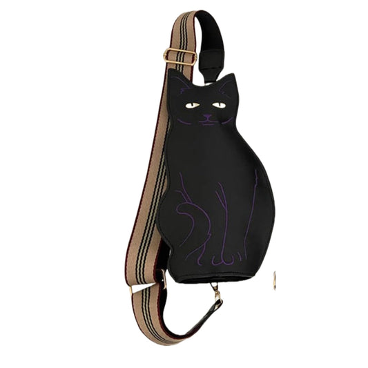 Cute 3D Cat Shape Crossbody Bag - Unisex PU Leather Shoulder Sling Backpack for Women & Men, Fashionable Mini V1107-CS-MMNSXBHZ