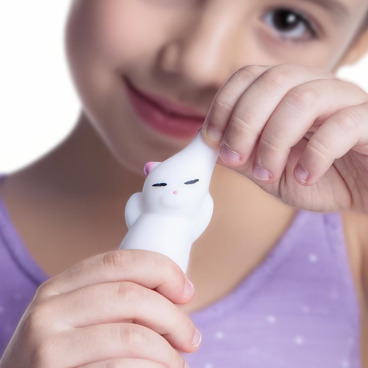 2 PCS Mini Cat Squishy Toy for Office & Classroom - Soft Silicone Stress Reliever to Calm Anxiety (Grey & V1107-CS-MNJYXM