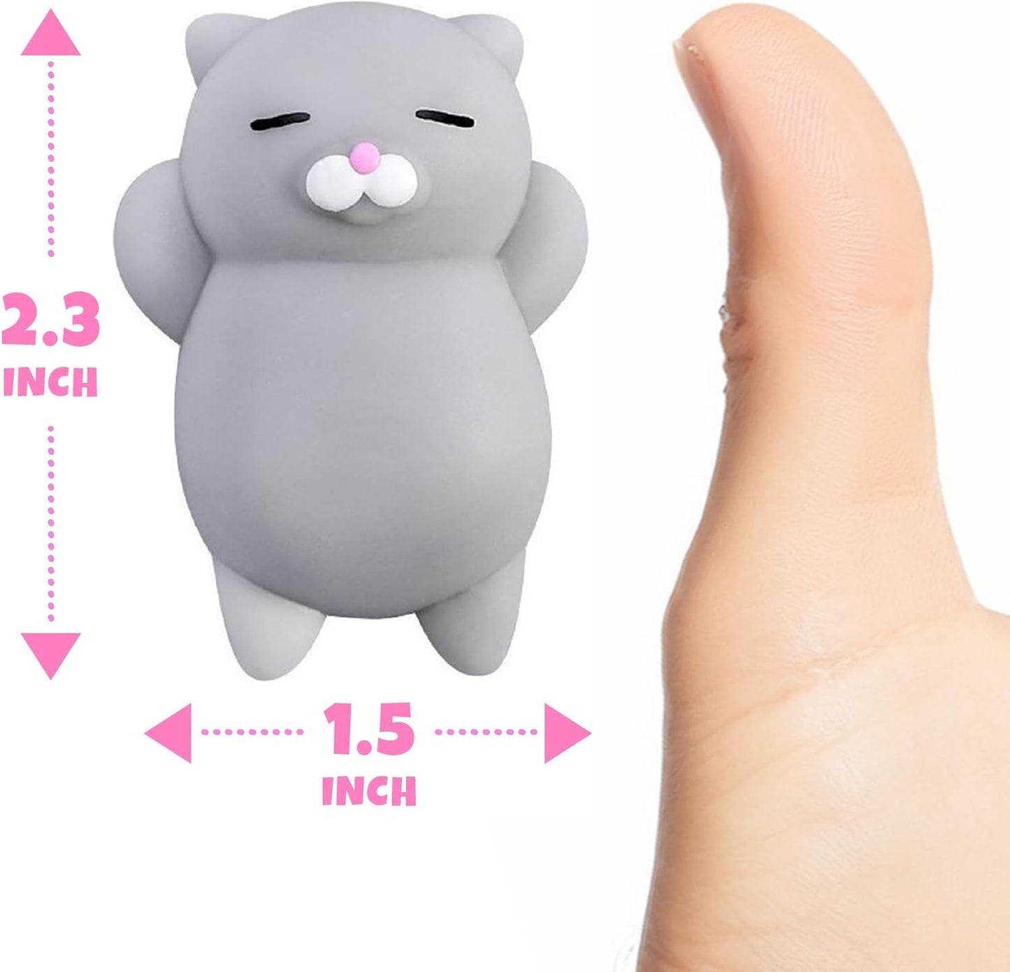 2 PCS Mini Cat Squishy Toy for Office & Classroom - Soft Silicone Stress Reliever to Calm Anxiety (Grey & V1107-CS-MNJYXM