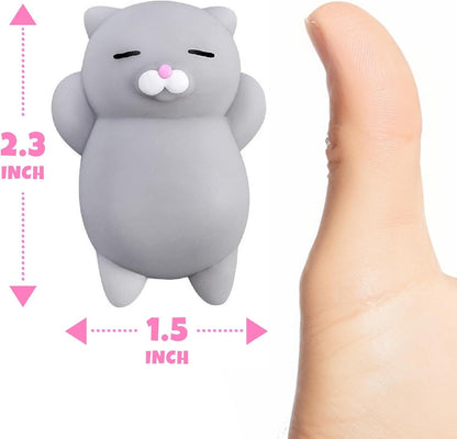 2 PCS Mini Cat Squishy Toy for Office & Classroom - Soft Silicone Stress Reliever to Calm Anxiety (Grey & V1107-CS-MNJYXM