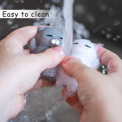 2 PCS Mini Cat Squishy Toy for Office & Classroom - Soft Silicone Stress Reliever to Calm Anxiety (Grey & V1107-CS-MNJYXM