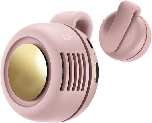 Mini Clip-On Bladeless Fan, USB Rechargeable 3-Speed Portable Personal Fan with 360 degrees Rotation, V1107-CS-MNWYFS