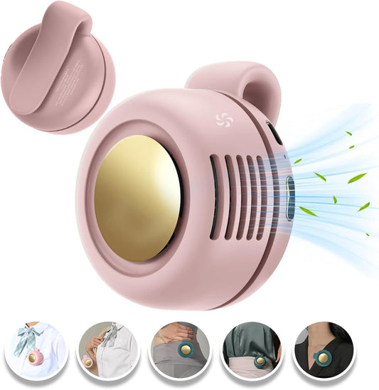 Mini Clip-On Bladeless Fan, USB Rechargeable 3-Speed Portable Personal Fan with 360 degrees Rotation, V1107-CS-MNWYFS