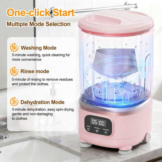 Portable Mini Washing Machine with Spin Dry & UV Sterilization - 3L Capacity, Wash, Rinse, Dehydrate, and V1107-CS-MNXYJF