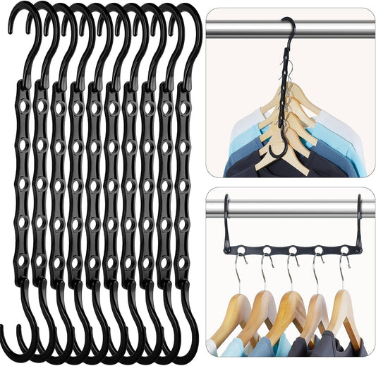 10-Pack Black Space-Saving Hanger Connectors-5-Slot Design for Vertical & Horizontal Use-Organize Shirts, V1107-CS-MSGGSLYJ