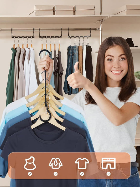 10-Pack Black Space-Saving Hanger Connectors-5-Slot Design for Vertical & Horizontal Use-Organize Shirts, V1107-CS-MSGGSLYJ