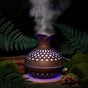 Portable USB Humidifier with 7-Color LED Night Light - Wood Grain Flower Design, Quiet Cool Mist Diffuser for V1107-CS-MWHDJSQA