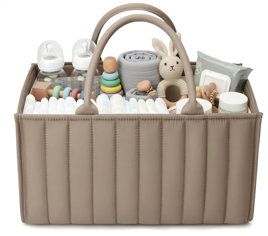 Large Baby Diaper Caddy Organizer - Stylish Storage Basket for Nursery, Changing Table & Travel - Portable V1107-CS-NBSSNBZ