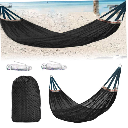 Outdoor Nylon Hammock with Tree Straps - Portable Mesh Hanging Bed for Camping, Beach, Garden, Lightweight & V1107-CS-NLDCQQH