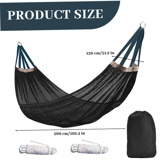 Outdoor Nylon Hammock with Tree Straps - Portable Mesh Hanging Bed for Camping, Beach, Garden, Lightweight & V1107-CS-NLDCQQH