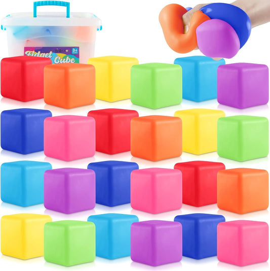 24 PCS Slow Rising Stress Cubes for Office & Classroom - Soft TPR Sensory Fidget Toys to Relieve Anxiety V1107-CS-NNLFXJYWJ