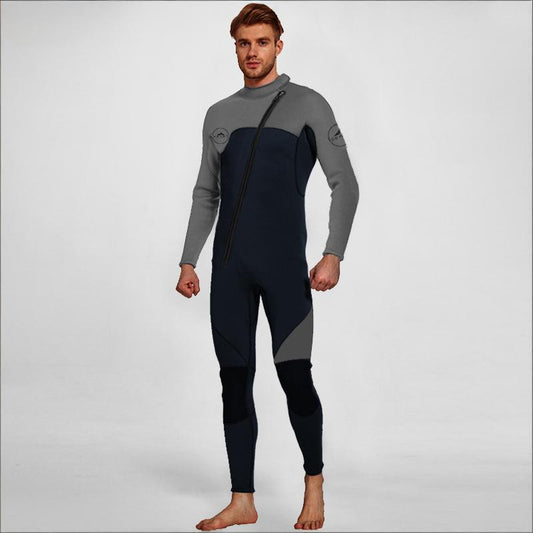 Men's 3mm Full Wetsuit for Surfing Diving & Cold Water Swimming - Front-Zip Neoprene Suit with UV Protection V1107-CS-NSQSFHS-L