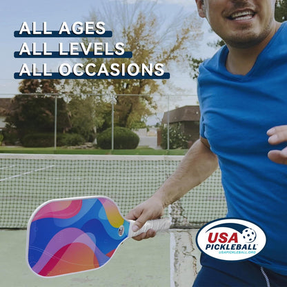 Pickleball Paddle Set with 4 Balls - Fiberglass Surface, Lightweight Grip | Indoor & Outdoor Play V1107-CS-PKQPTZ