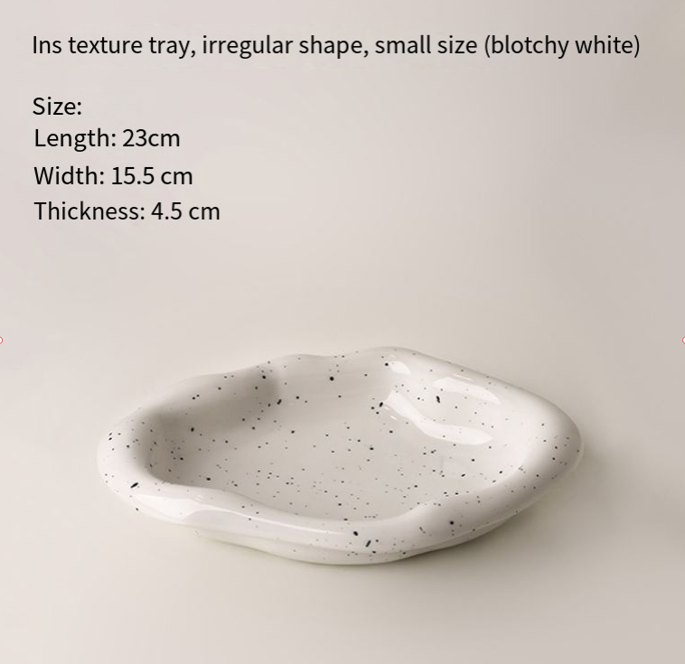 Speckled White Ceramic Tray Set (Round+Long+Irregular) - Jewelry Organizer & Fruit Dish for Home Decor | V1107-CS-PMBTCSNP