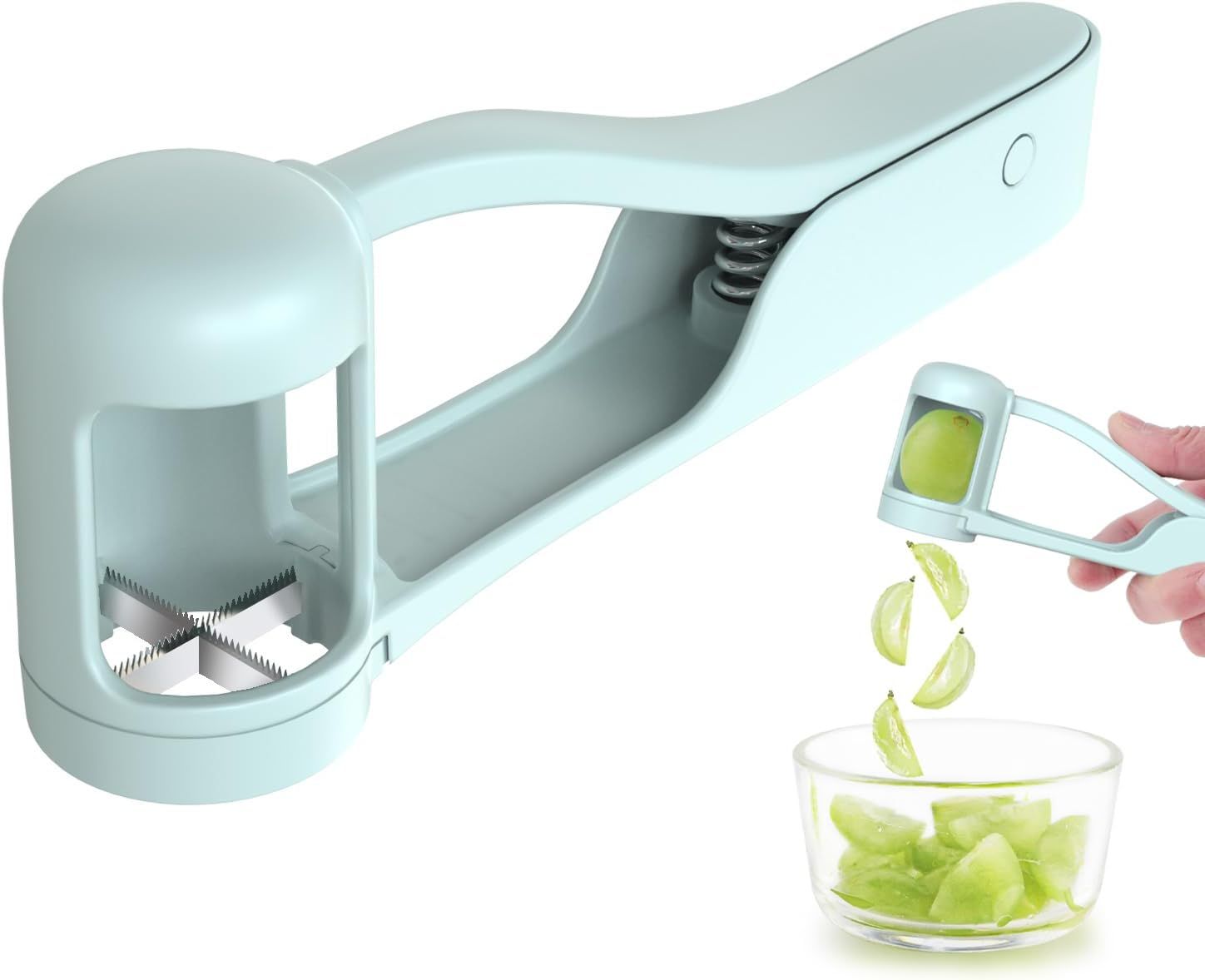 Lightweight Fruit Quartering Tool with Spring-Loaded Serrated Blades, Ergonomic Handle, and Semi-Wrap V1107-CS-PTQPQ