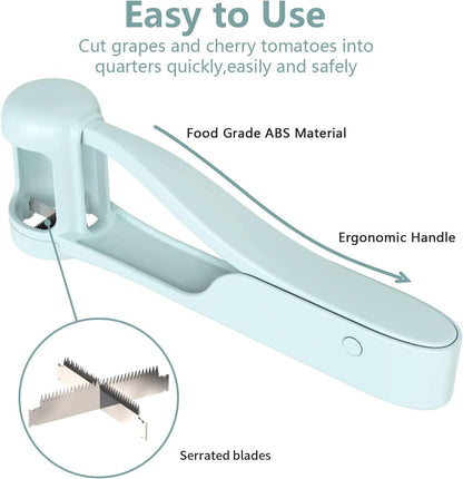 Lightweight Fruit Quartering Tool with Spring-Loaded Serrated Blades, Ergonomic Handle, and Semi-Wrap V1107-CS-PTQPQ
