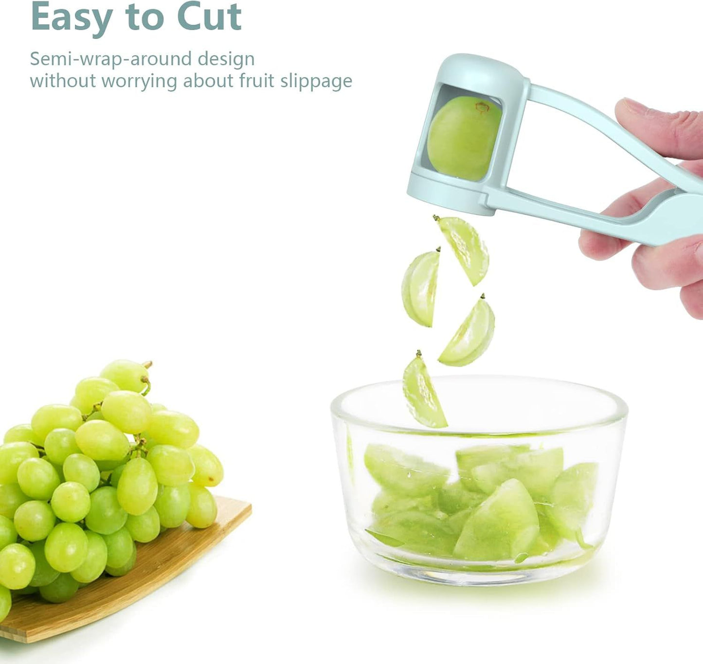Lightweight Fruit Quartering Tool with Spring-Loaded Serrated Blades, Ergonomic Handle, and Semi-Wrap V1107-CS-PTQPQ