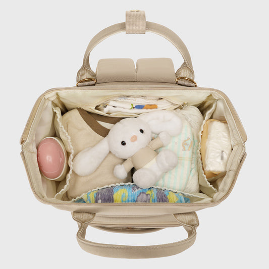 Stylish Mom Backpack with Insulated Bottle Pocket - Multi-Compartment Diaper Bag, Anti-Theft Phone Pocket, V1107-CS-QBMMBX